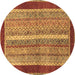 Round Abstract Brown Modern Rug, abs2520brn