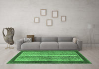 Machine Washable Abstract Emerald Green Modern Rug, wshabs2520emgrn