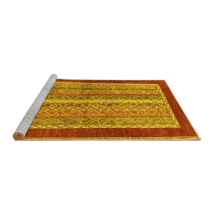 Sideview of Machine Washable Abstract Yellow Modern Rug, wshabs2520yw