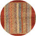 Round Machine Washable Abstract Red Rug, wshabs2520