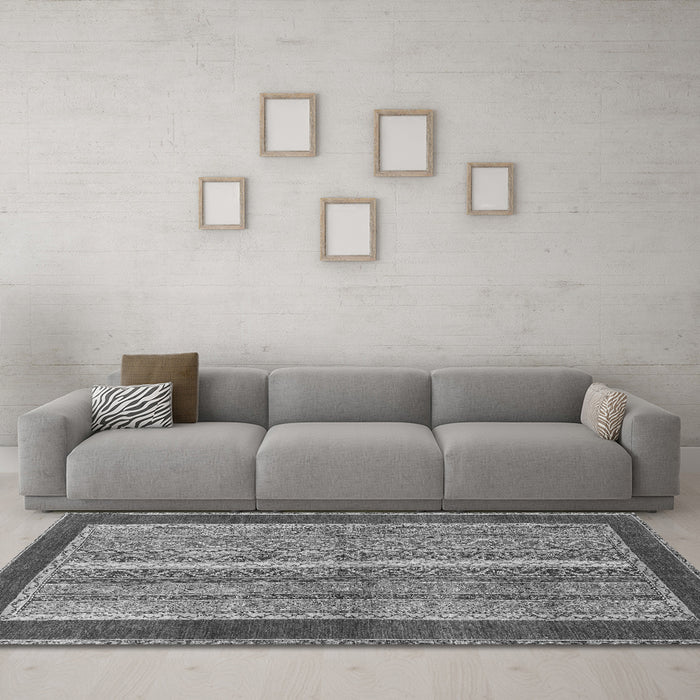 Machine Washable Abstract Gray Modern Rug in a Living Room,, wshabs2520gry