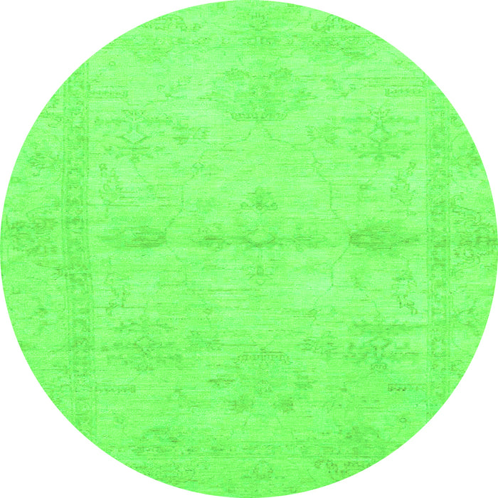 Round Machine Washable Abstract Green Modern Area Rugs, wshabs2521grn