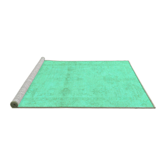 Sideview of Machine Washable Abstract Turquoise Modern Area Rugs, wshabs2521turq