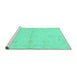 Sideview of Machine Washable Abstract Turquoise Modern Area Rugs, wshabs2521turq