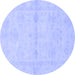 Round Abstract Blue Modern Rug, abs2521blu