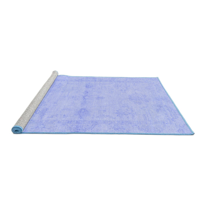 Sideview of Machine Washable Abstract Blue Modern Rug, wshabs2521blu