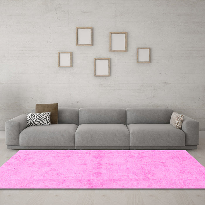 Machine Washable Abstract Pink Modern Rug in a Living Room, wshabs2521pnk