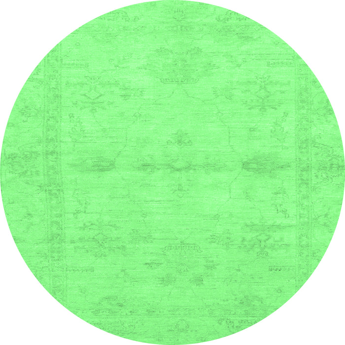 Round Abstract Emerald Green Modern Rug, abs2521emgrn