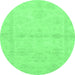 Round Abstract Emerald Green Modern Rug, abs2521emgrn