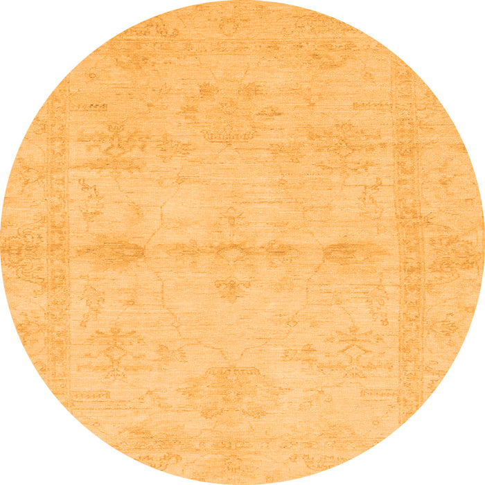 Round Abstract Orange Modern Rug, abs2521org