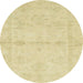 Round Abstract Brown Gold Modern Rug, abs2521