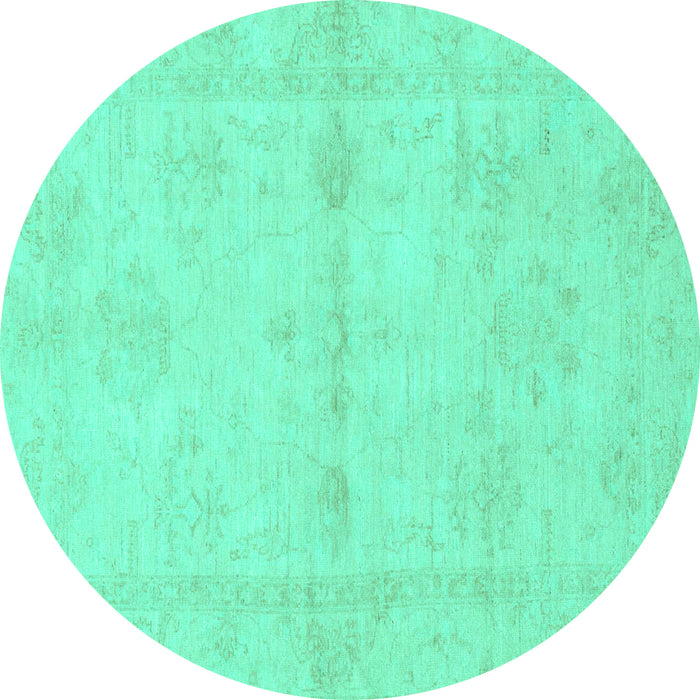 Round Machine Washable Abstract Turquoise Modern Area Rugs, wshabs2521turq