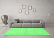 Machine Washable Abstract Emerald Green Modern Area Rugs in a Living Room,, wshabs2521emgrn