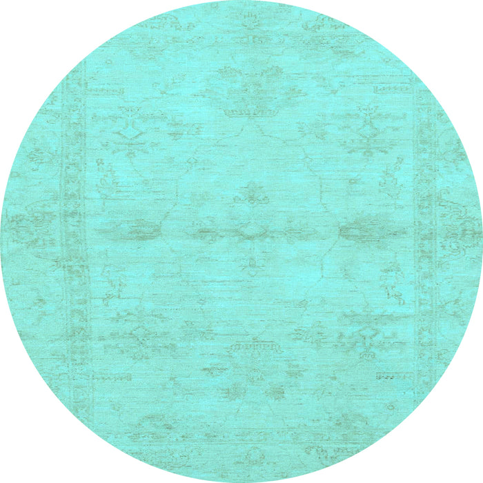 Round Abstract Light Blue Modern Rug, abs2521lblu