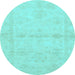 Round Abstract Light Blue Modern Rug, abs2521lblu