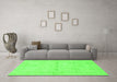 Machine Washable Abstract Green Modern Area Rugs in a Living Room,, wshabs2521grn