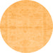 Round Machine Washable Abstract Orange Modern Area Rugs, wshabs2521org