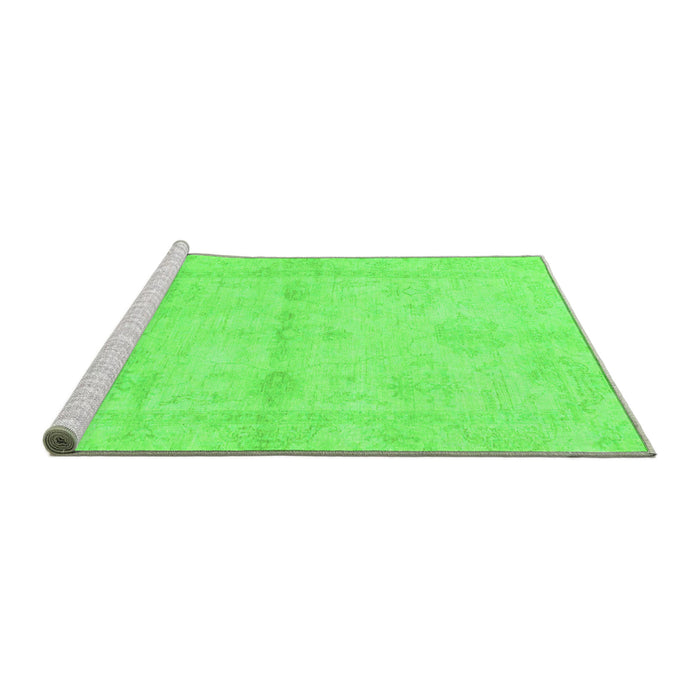 Sideview of Machine Washable Abstract Green Modern Area Rugs, wshabs2521grn