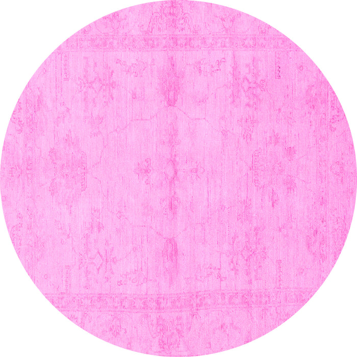 Round Abstract Pink Modern Rug, abs2521pnk