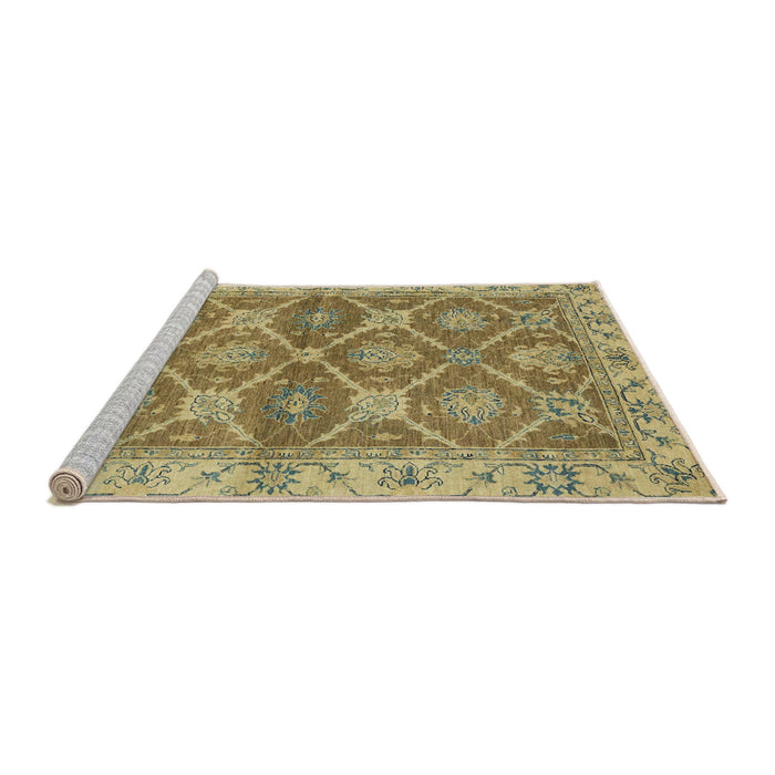 Sideview of Machine Washable Abstract Metallic Gold Rug, wshabs2522