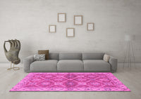 Machine Washable Abstract Pink Modern Rug, wshabs2522pnk