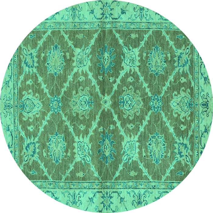 Round Abstract Turquoise Modern Rug, abs2522turq