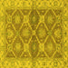 Square Machine Washable Abstract Yellow Modern Rug, wshabs2522yw