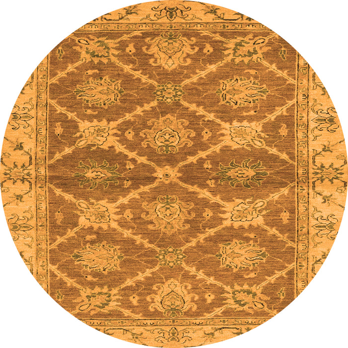 Round Machine Washable Abstract Orange Modern Area Rugs, wshabs2522org