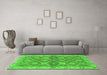 Machine Washable Abstract Green Modern Area Rugs in a Living Room,, wshabs2522grn