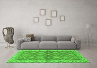 Machine Washable Abstract Green Modern Rug, wshabs2522grn