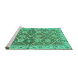 Sideview of Machine Washable Abstract Turquoise Modern Area Rugs, wshabs2522turq