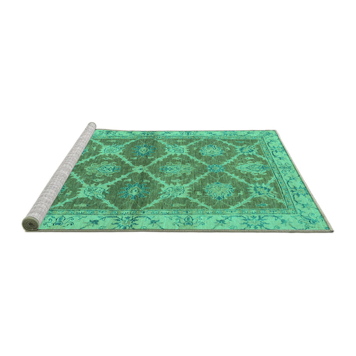 Sideview of Machine Washable Abstract Turquoise Modern Area Rugs, wshabs2522turq