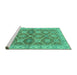 Sideview of Machine Washable Abstract Turquoise Modern Area Rugs, wshabs2522turq