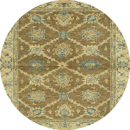 Round Abstract Metallic Gold Modern Rug, abs2522