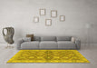 Machine Washable Abstract Yellow Modern Rug in a Living Room, wshabs2522yw