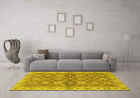 Machine Washable Abstract Yellow Modern Rug, wshabs2522yw