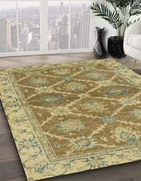 Abstract Metallic Gold Modern Rug, abs2522