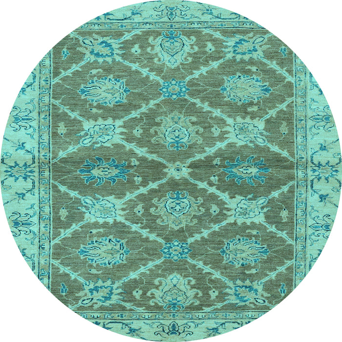 Round Abstract Light Blue Modern Rug, abs2522lblu