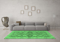 Machine Washable Abstract Emerald Green Modern Rug, wshabs2522emgrn