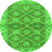 Round Abstract Green Modern Rug, abs2522grn