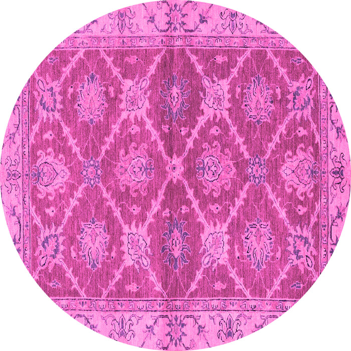 Round Machine Washable Abstract Pink Modern Rug, wshabs2522pnk