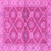 Square Machine Washable Abstract Pink Modern Rug, wshabs2522pnk