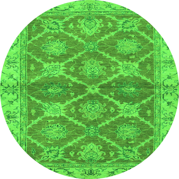 Round Machine Washable Abstract Green Modern Area Rugs, wshabs2522grn