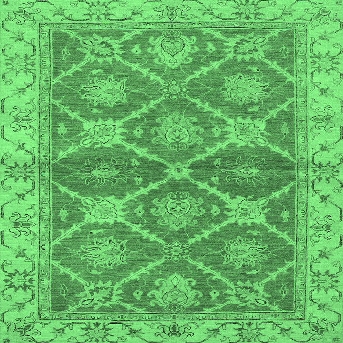 Square Machine Washable Abstract Emerald Green Modern Area Rugs, wshabs2522emgrn
