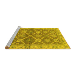 Sideview of Machine Washable Abstract Yellow Modern Rug, wshabs2522yw