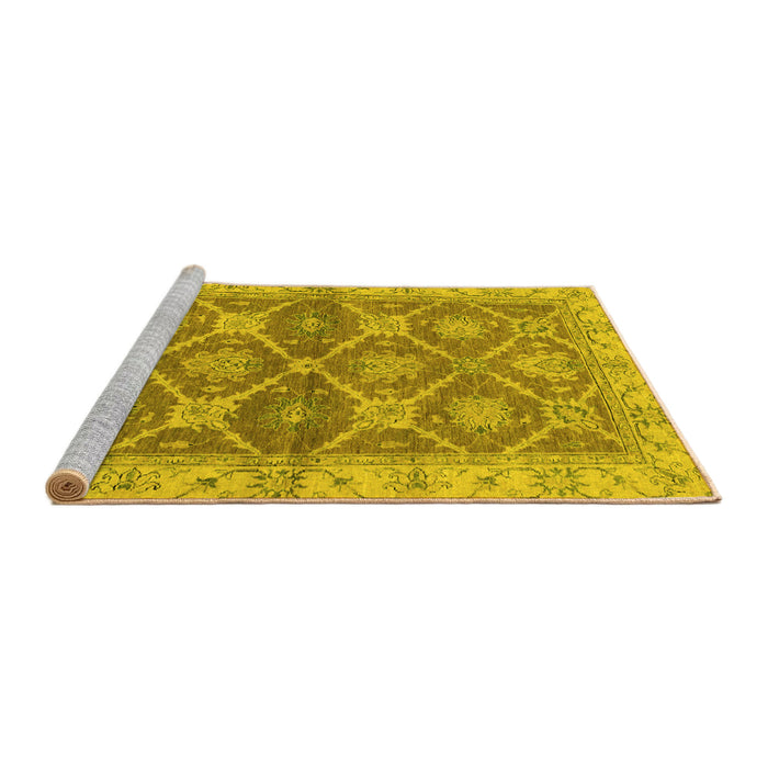 Sideview of Machine Washable Abstract Yellow Modern Rug, wshabs2522yw