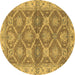 Round Abstract Brown Modern Rug, abs2522brn