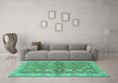 Machine Washable Abstract Turquoise Modern Area Rugs in a Living Room,, wshabs2522turq