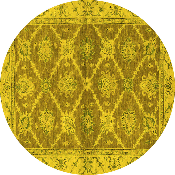 Round Abstract Yellow Modern Rug, abs2522yw