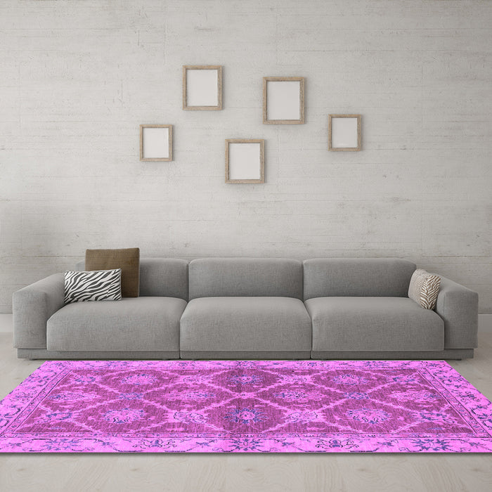 Machine Washable Abstract Purple Modern Area Rugs in a Living Room, wshabs2522pur